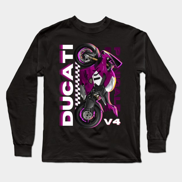 Pink Ducati Panigale Long Sleeve T-Shirt by RyuSanz